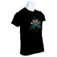 Nepali Cotton Round Neck T-shirt [black] Print Of [red Garuda], By Yelos Bajracharya