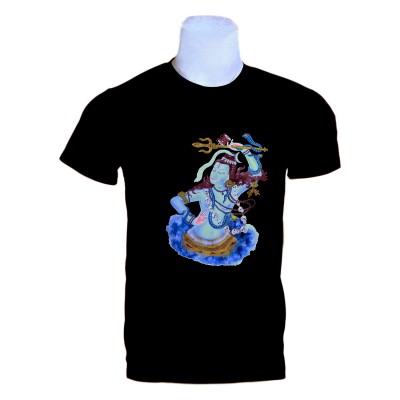 Nepali Cotton Round Neck T-shirt [black] Print Of [shiva], By Yelos Bajracharya