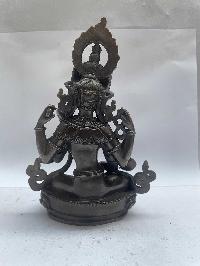 Buddhist Miniature Statue Of Saraswati, [black Oxidized]