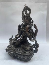 Buddhist Miniature Statue Of Saraswati, [black Oxidized]