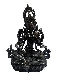 Buddhist Miniature Statue Of Saraswati, [black Oxidized]