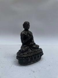 Buddhist Miniature Statue Set Of Lama, [black Oxidized]