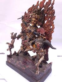 Tibetan Statue Of Palden Lahmo, With Traditional Color Antique Finishing