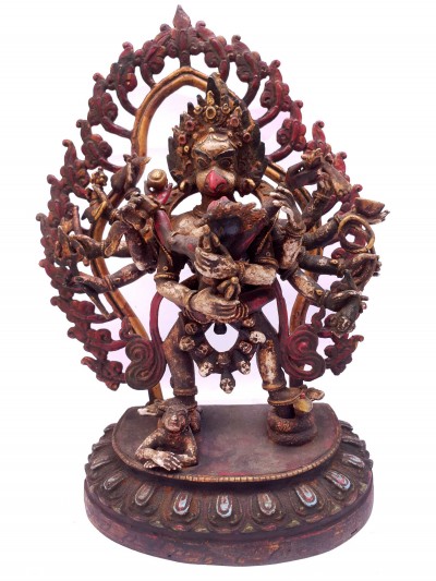 Tibetan Statue Of Garuda, With Traditional Color Antique Finishing, White