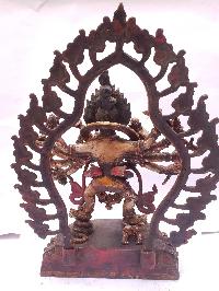 Tibetan Statue Of Garuda, With Traditional Color Antique Finishing, White