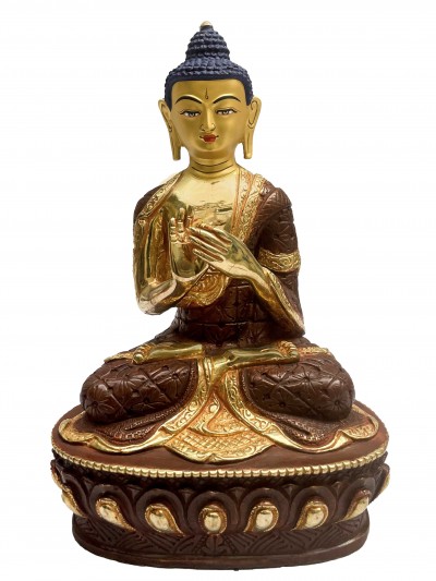 Buddhist Statue Of Vairochana Buddha, [partly Gold Plated, Face Painted]