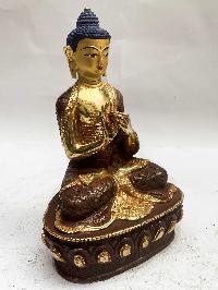 Buddhist Statue Of Vairochana Buddha, [partly Gold Plated, Face Painted]