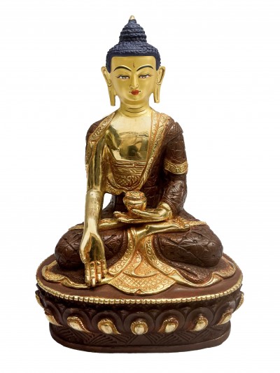 Buddhist Statue Of Ratnasambhava Buddha, [partly Gold Plated, Face Painted]