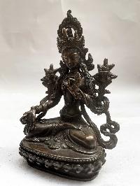 Buddhist Statue Of White Tara, [black Oxidized]