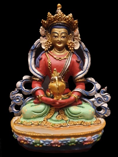 Buddhist Miniature Statue Of Aparimita, [traditional Color, Face Painted], Amitayus, Chepame