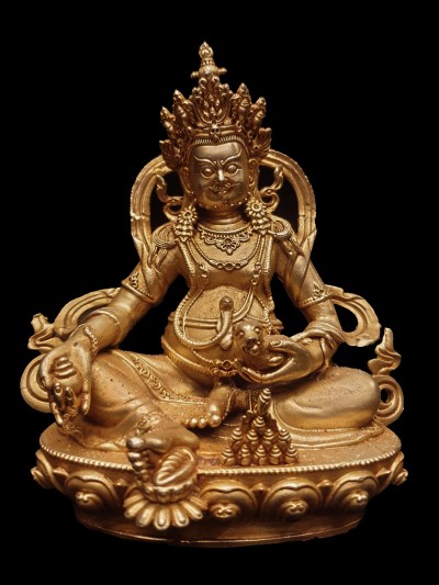 Buddhist Miniature Statue Of Jambhala, [full Gold Plated]