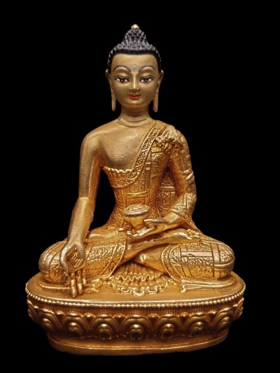 Buddhist Miniature Statue Of Ratnasambhava Buddha, [full Gold Plated]