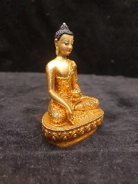 Buddhist Miniature Statue Of Ratnasambhava Buddha, [full Gold Plated]