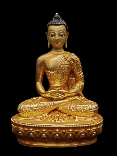 Buddhist Miniature Statue Of Amitabha Buddha, [full Gold Plated]