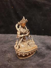 Buddhist Miniature Statue Of Vajradhara, [silver And Chocolate Oxidized]