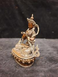 Buddhist Miniature Statue Of Vajradhara, [silver And Chocolate Oxidized]