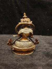 Buddhist Miniature Statue Of Vajradhara, [silver And Chocolate Oxidized]