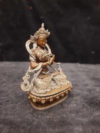 Buddhist Miniature Statue Of Vajradhara, [silver And Chocolate Oxidized]
