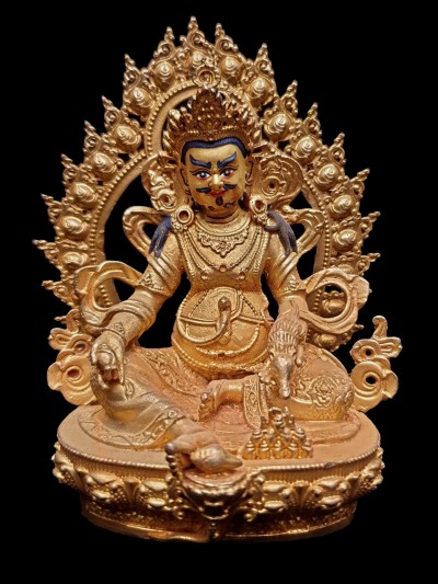 Buddhist Miniature Statue Of Jambhala, [full Gold Plated]