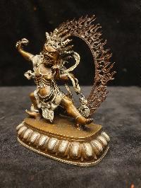 Buddhist Miniature Statue Of Vajrapani [chana Dorje], [chana Dorje], [silver And Chocolate Oxidized]