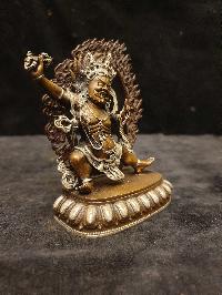 Buddhist Miniature Statue Of Vajrapani [chana Dorje], [chana Dorje], [silver And Chocolate Oxidized]