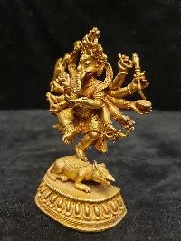 Buddhist Miniature Statue Of Ganesh Red Jambhala, Ganesha, [full Gold Plated]