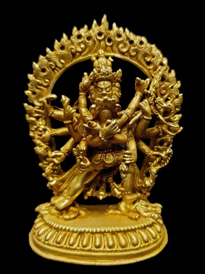Buddhist Miniature Statue Of Kalachakra, [full Gold Plated]