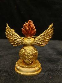 Buddhist Miniature Statue Of Garuda, [full Gold Plated, Face Painted]