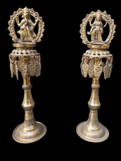 Nepali Traditional Statue Of Of Panas, [oil Lamp], [sukunda], Panas, Set