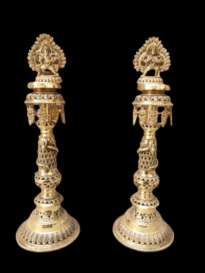 Nepali Traditional Statue Of Of Panas, [oil Lamp], [sukunda], Panas, Set