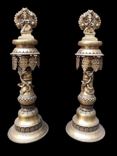 Nepali Traditional Statue Of Of Panas, [oil Lamp], [sukunda], Panas, Set