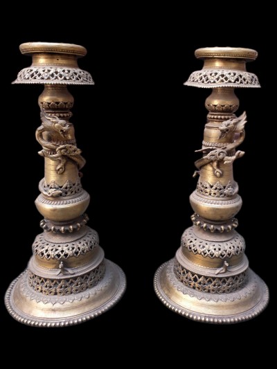 Nepali Traditional Statue Of Panas, [oil Lamp], [sukunda], Panas, Set
