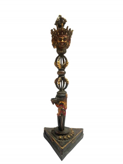 Cm, Buddhist Mahakala Phurba, With Color Finishing And Antique Finishing