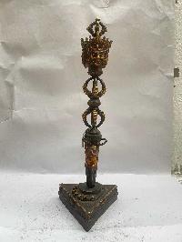 Cm, Buddhist Mahakala Phurba, With Color Finishing And Antique Finishing