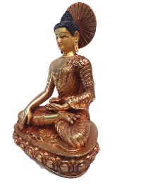 Tibetan Buddhist Statue Of Shakyamuni Buddha, [full Gold Plated, And Painted Face]