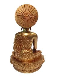 Tibetan Buddhist Statue Of Shakyamuni Buddha, [full Gold Plated, And Painted Face]