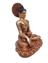 Tibetan Buddhist Statue Of Shakyamuni Buddha, [full Gold Plated, And Painted Face]