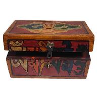 [traditional Tibetan], Wooden Red Color Rectangle Red Color Box, [om Mani Padme Om]