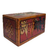 [traditional Tibetan], Wooden Red Color Rectangle Red Color Box, [om Mani Padme Om]