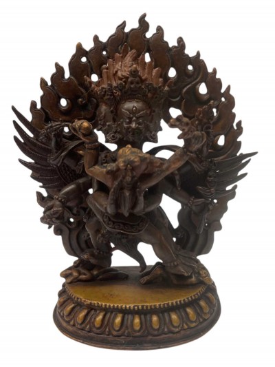 Buddhist Statue Miniature Statue Of, Vajrakilaya - Dorje Phurba, [chocolate Oxidized]