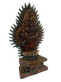 Tibetan Statue Of Sahasrabhuja Avalokitesvara, [stone Setting, Oxidized]