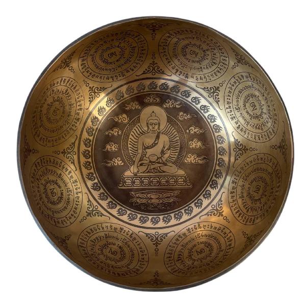 Fine Carving Singing Bowl [jambati], With [shakyamuni Buddha], [etching], [select Accessories]