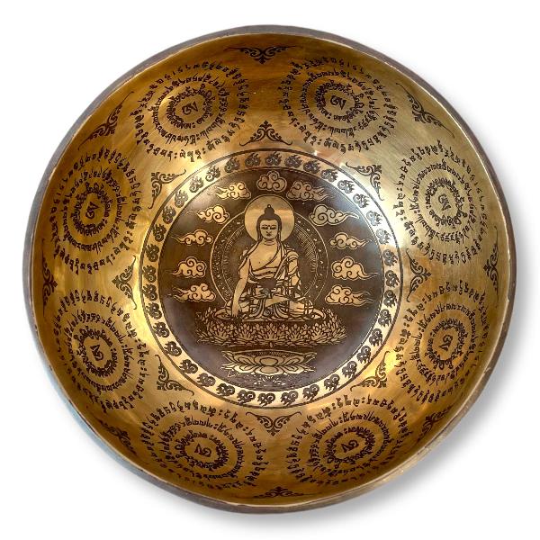 Fine Carving Singing Bowl [jambati], With [shakyamuni Buddha], [etching], [select Accessories]