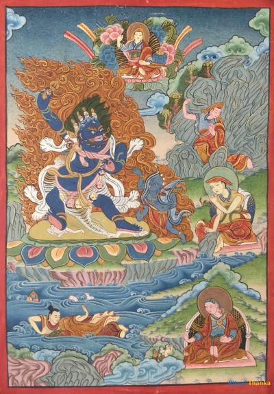 [master Quality],tibetan Thangka Of Vajrapani [chana Dorje], [chana Dorje], [real Gold], Natural Traditional Color