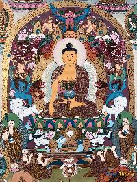 [master Quality],tibetan Thangka Of Shakyamuni Buddha, [real Gold], Natural Traditional Color