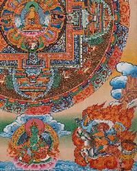 Tibetan Thangka Of Shakyamuni Buddha Mandala, [real Gold], Natural Traditional Color, [painted Both Side], [rare Find], [master Quality], [old Stock]