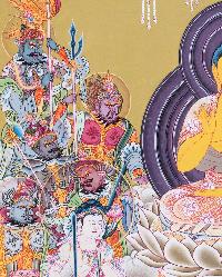 [master Quality],japanese Style Thangka Of Amitabha Buddha, [real Gold], Natural Traditional Color