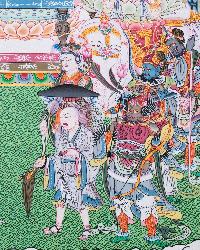 [master Quality],japanese Style Thangka Of Amitabha Buddha, [real Gold], Natural Traditional Color