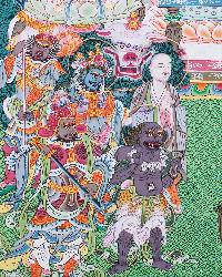 [master Quality],japanese Style Thangka Of Amitabha Buddha, [real Gold], Natural Traditional Color