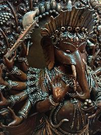Buddhist Statue Of Ganesh, [chocolate And Silver Oxidized]